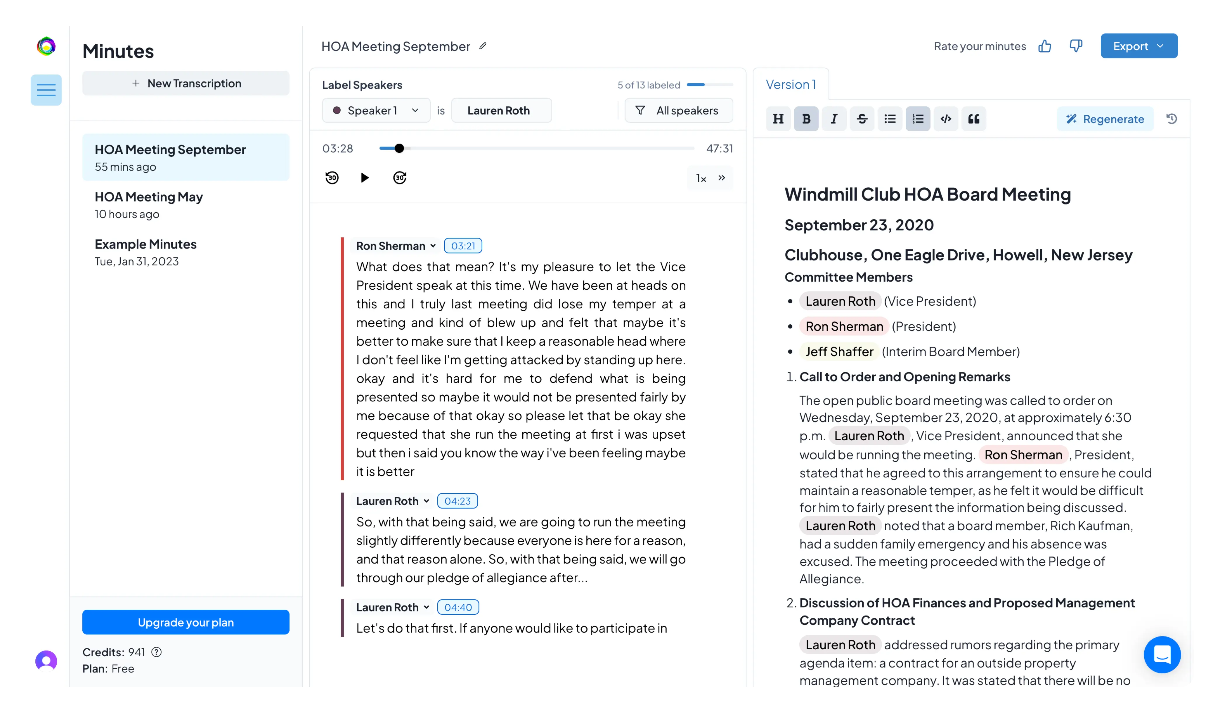 GovClerkMinutes Demo