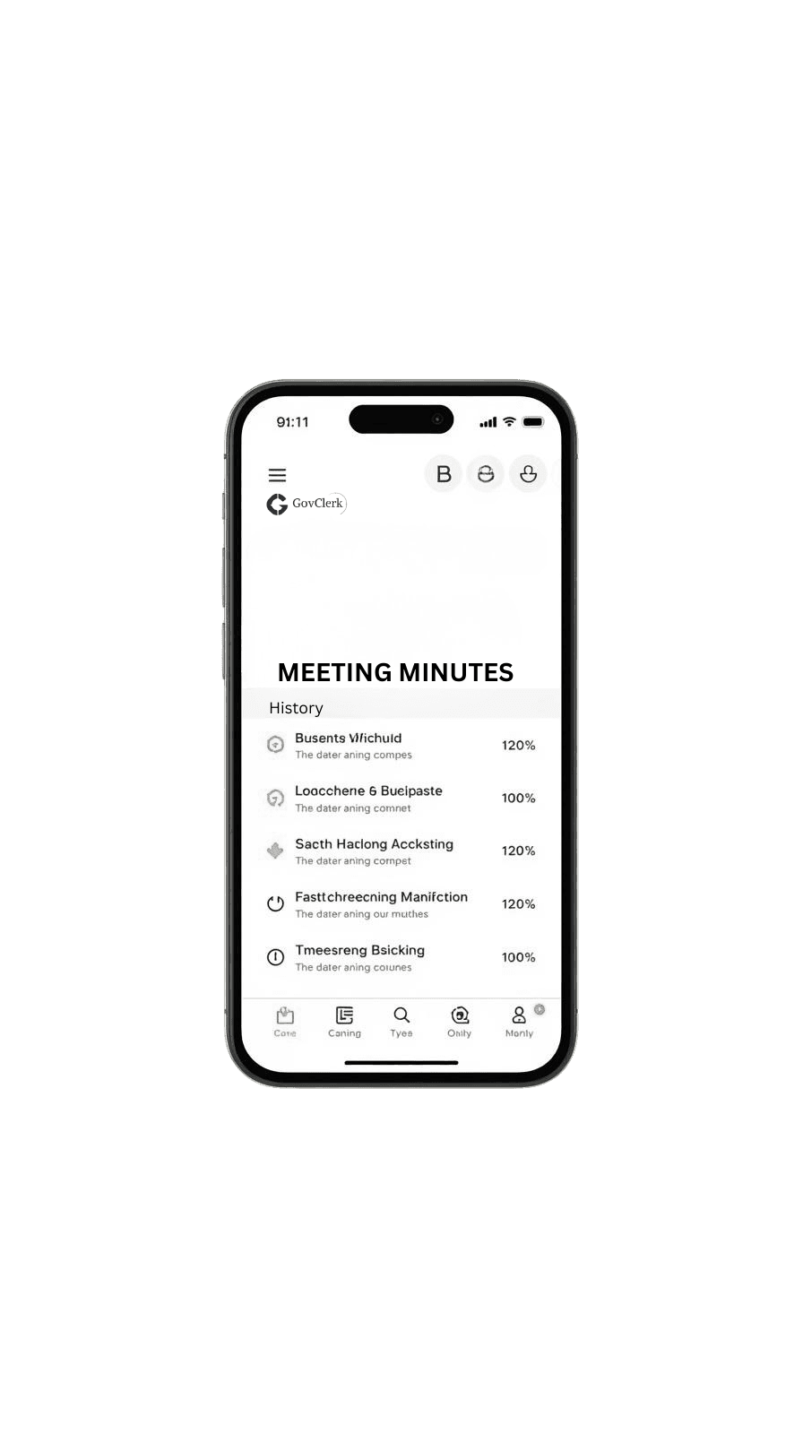 GovClerkMinutes Mobile Dashboard